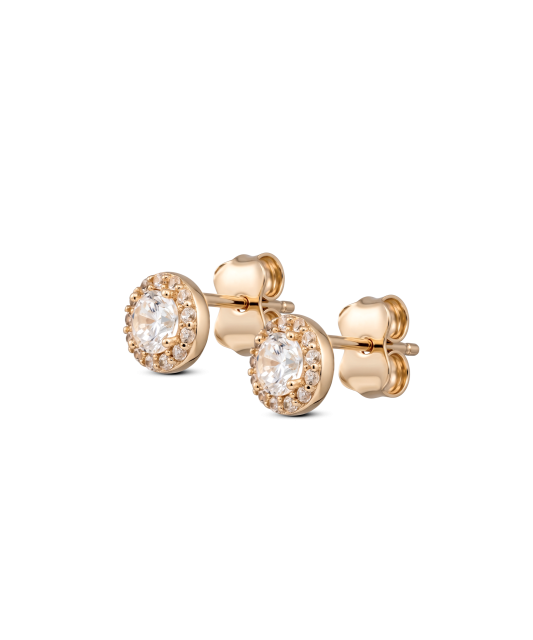 Gold earrings with zircons