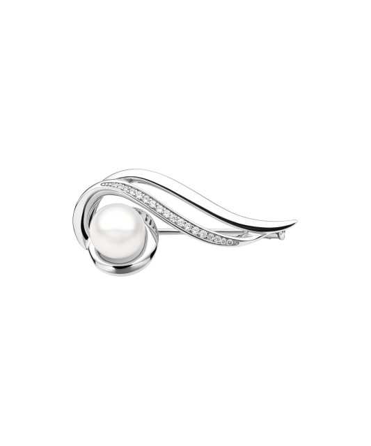Sterling silver  brooch with pearl and zircons