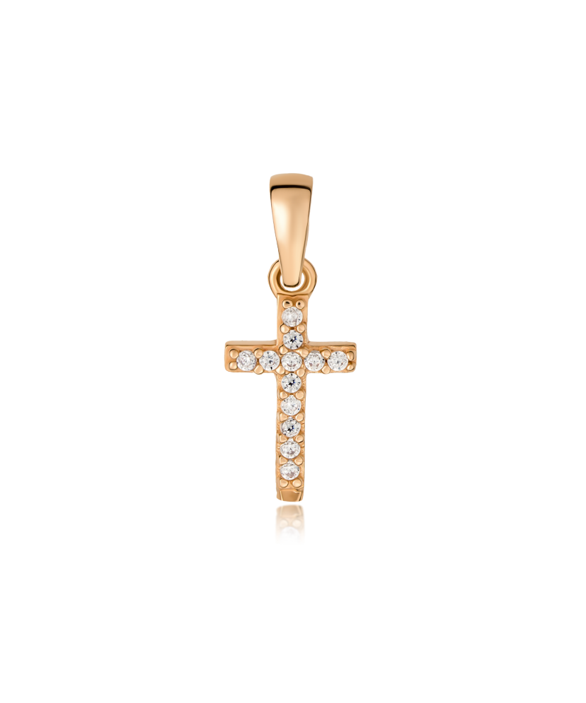 Gold pendant with cubic zirconia "Cross" - 9K