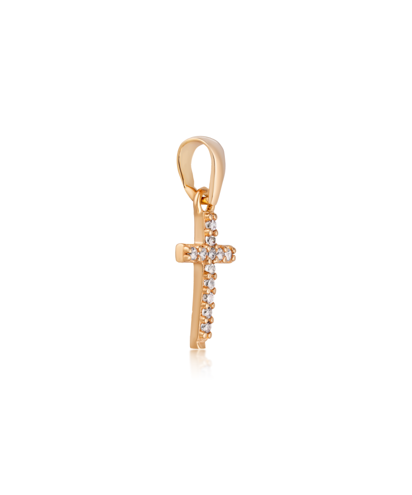 Gold pendant with cubic zirconia "Cross" - 9K