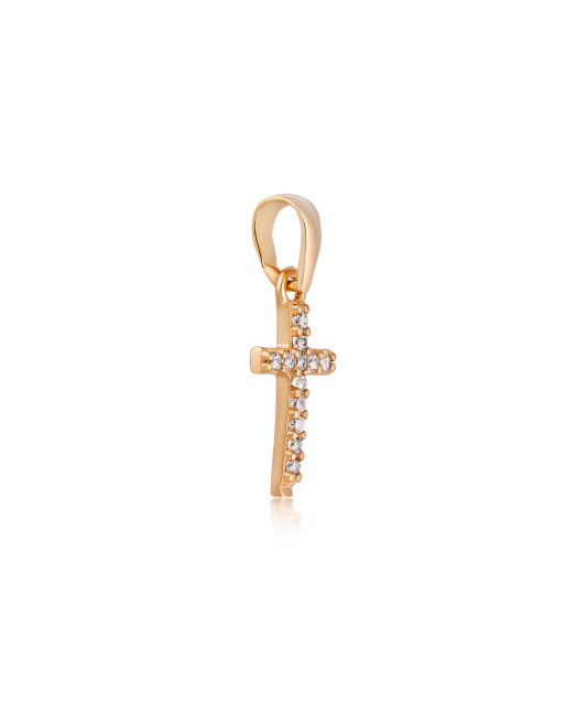 Gold pendant with cubic zirconia "Cross" - 9K