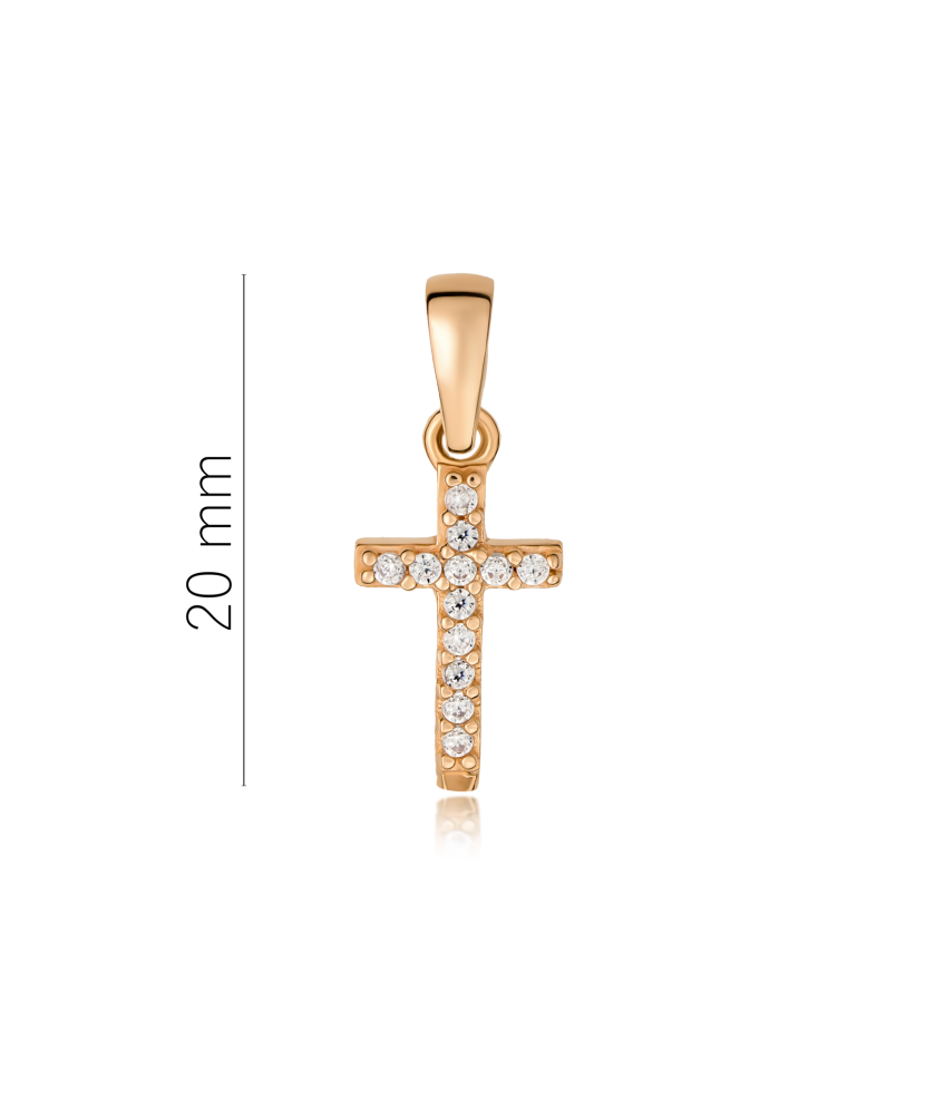 Gold pendant with cubic zirconia "Cross" - 9K