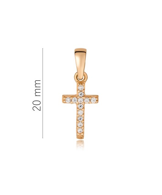 Gold pendant with cubic zirconia "Cross" - 9K