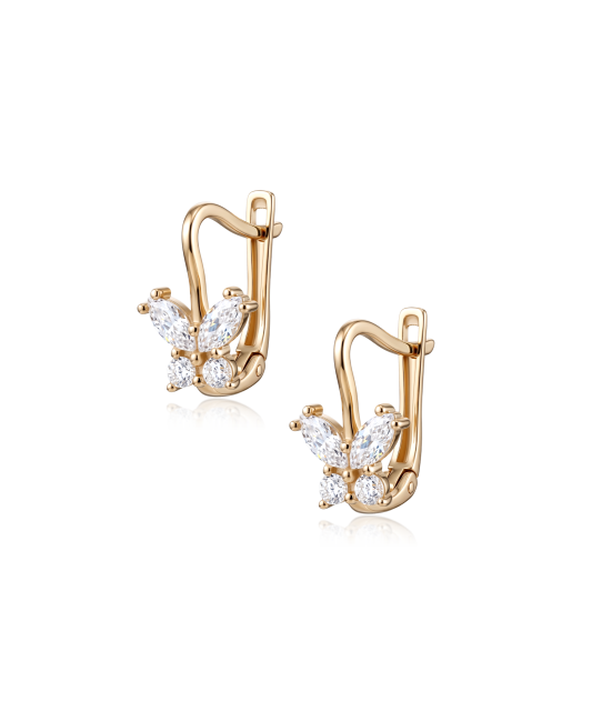 Gold earrings with cubic zirconia - 9K