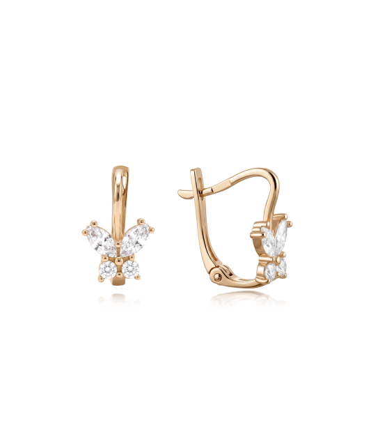 Gold earrings with cubic zirconia - 9K