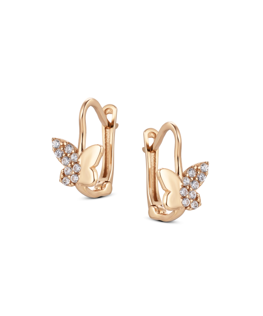 Gold earrings with cubic zirconia - 9K