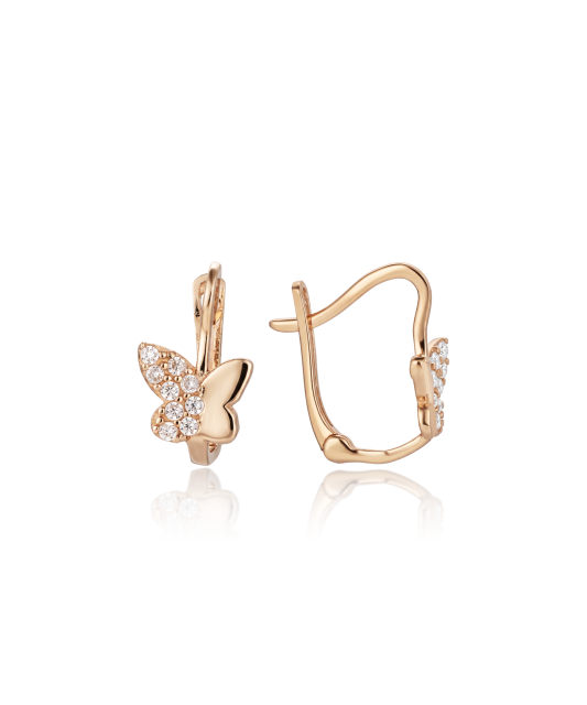 Gold earrings with cubic zirconia - 9K
