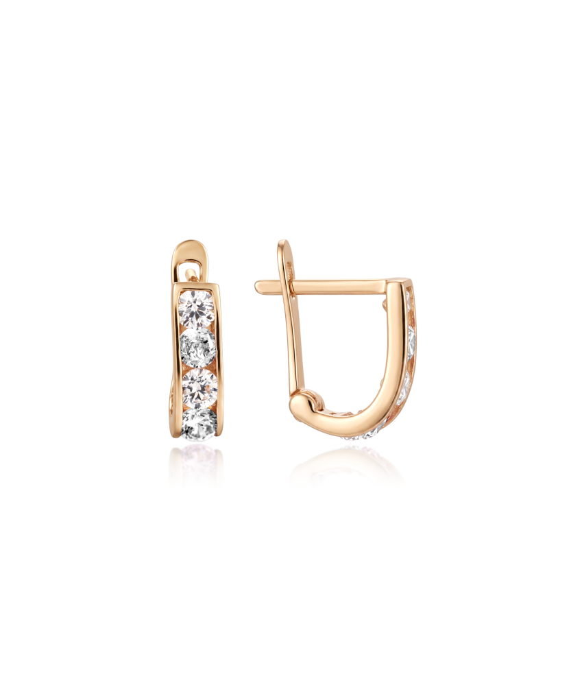 Children's gold earrings with cubic zirconia - 9K