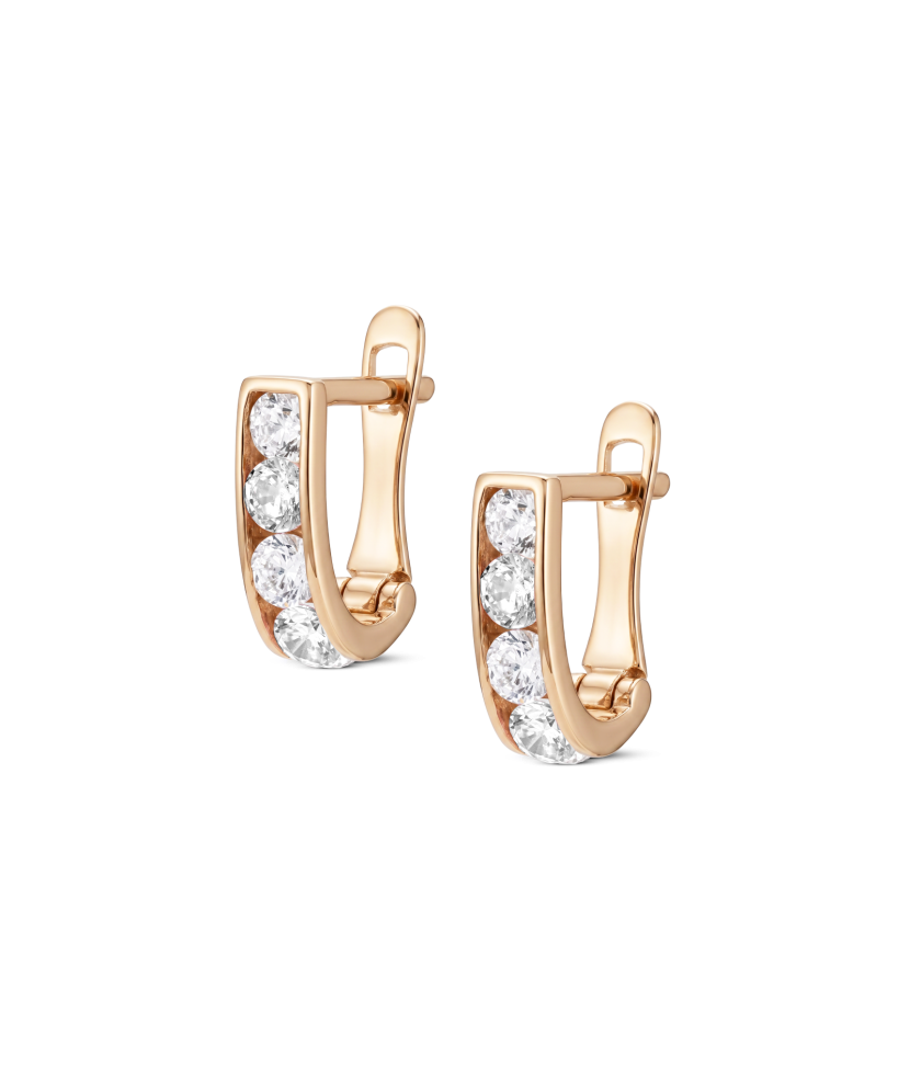 Children's gold earrings with cubic zirconia - 9K