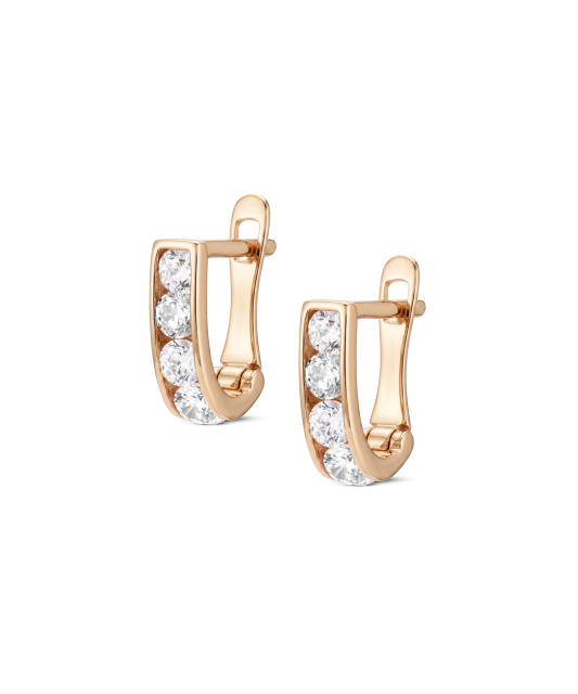 Children's gold earrings with cubic zirconia - 9K