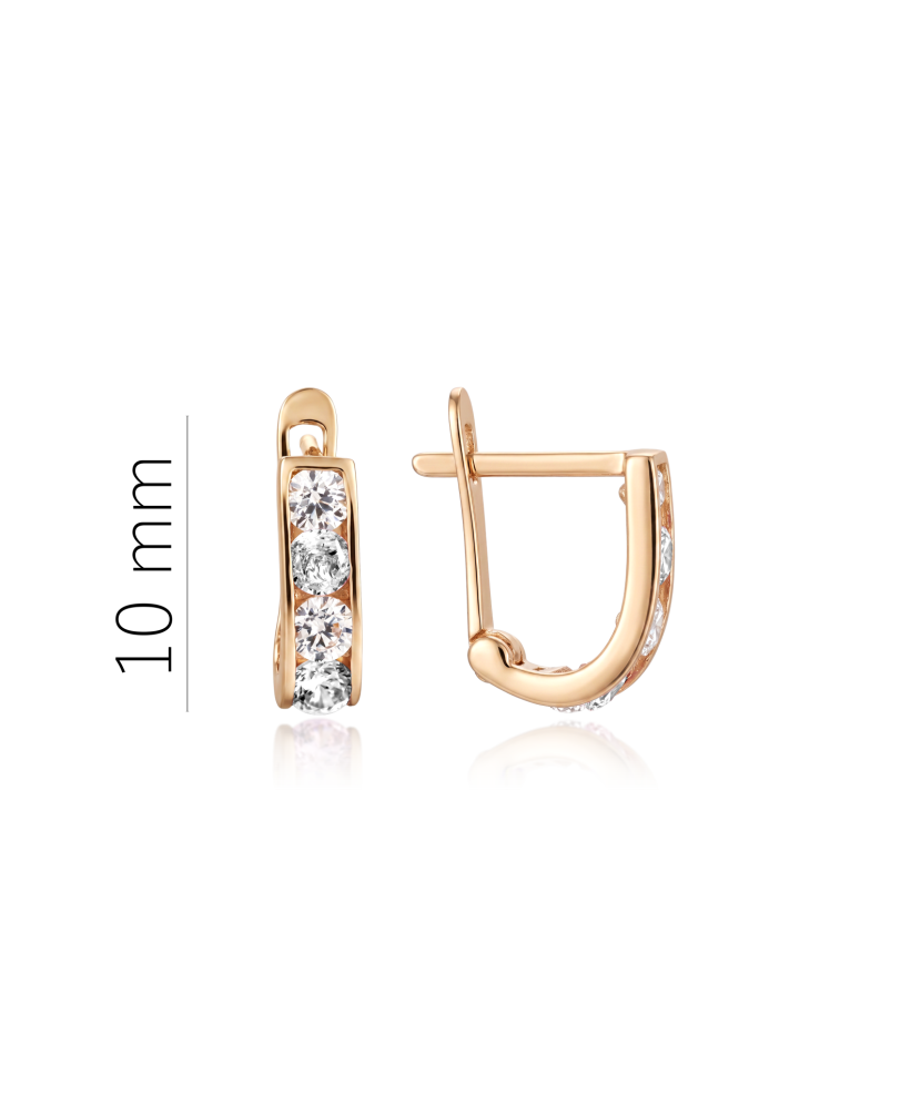 Children's gold earrings with cubic zirconia - 9K