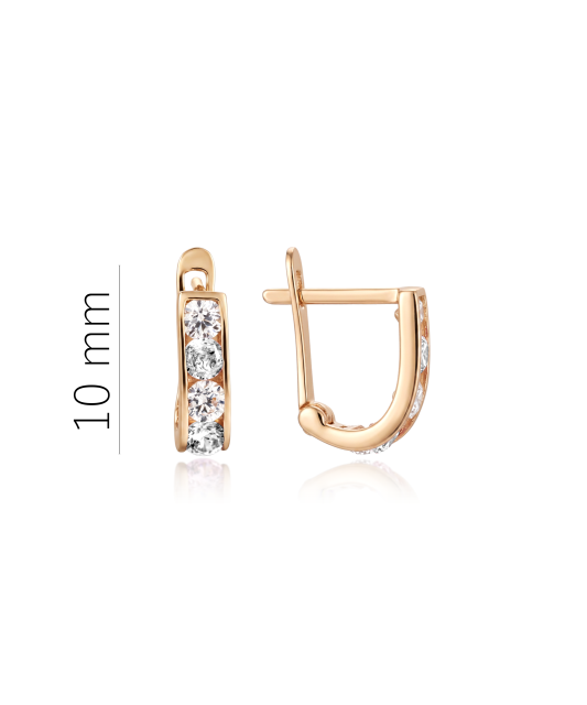 Children's gold earrings with cubic zirconia - 9K