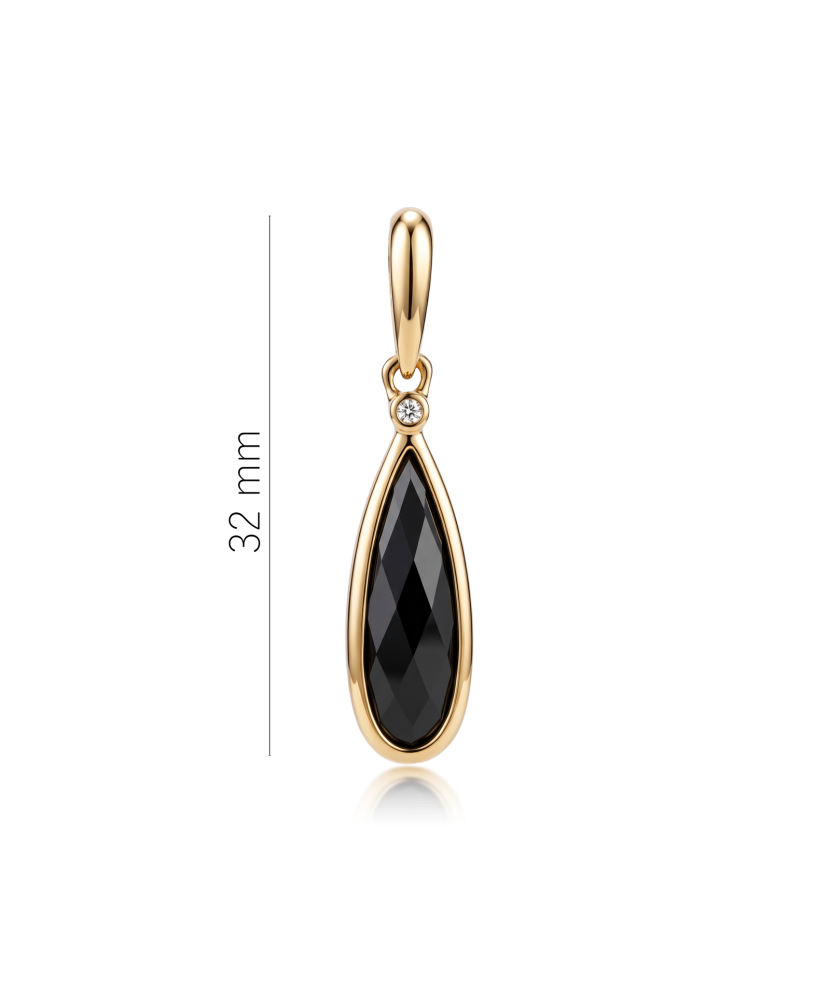 Gold pendant with black agate and diamond