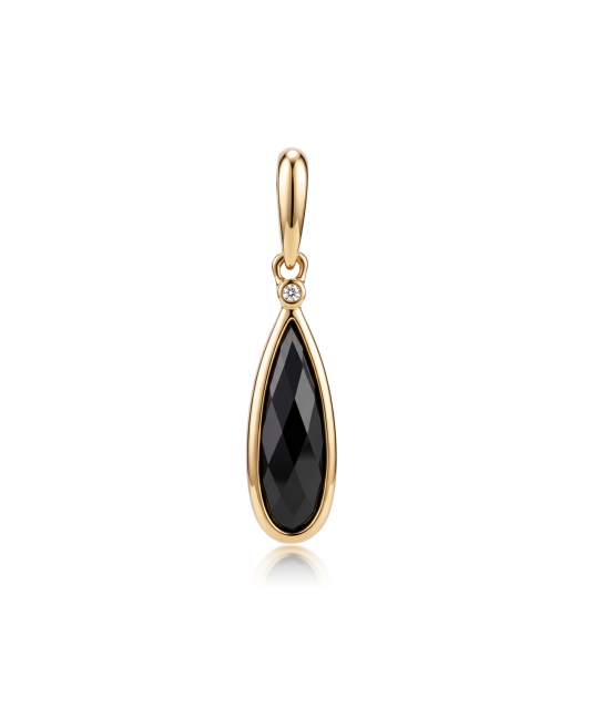 Gold pendant with black agate and diamond