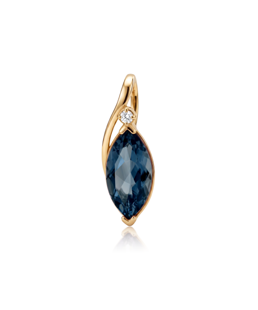Gold pendant with London topaz and diamond
