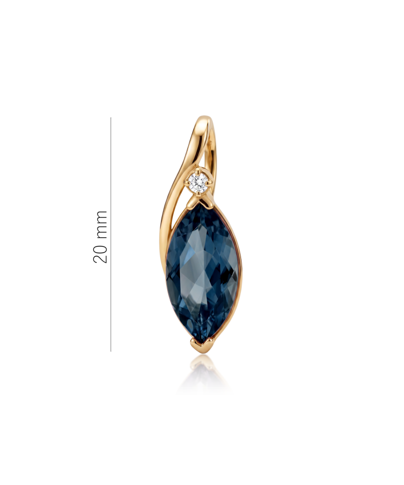 Gold pendant with London topaz and diamond