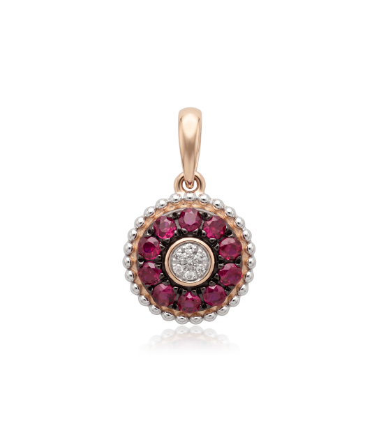 Gold pendant with rubies and diamonds
