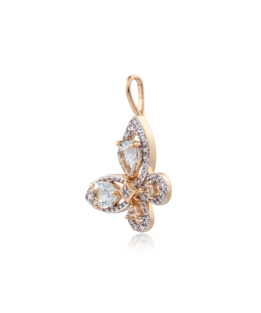 Gold pendant with topazes and diamonds “Butterfly”