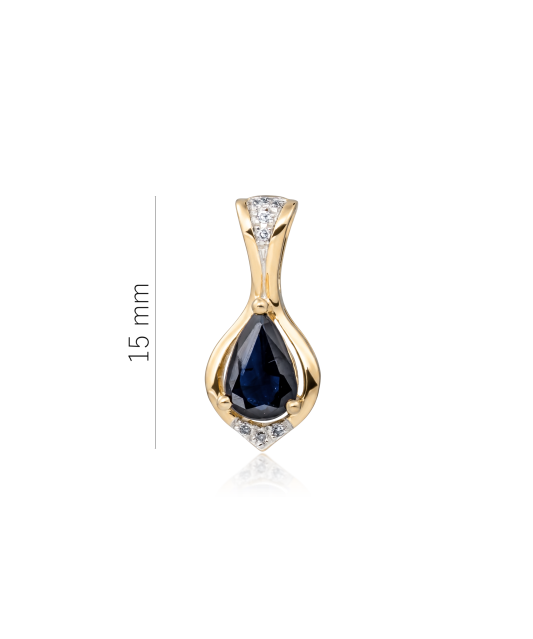 Yellow gold pendant with sapphire and diamonds