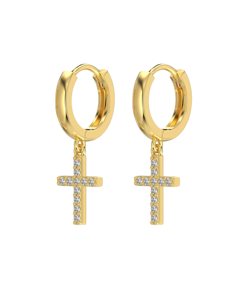 Серебряные позолоченные серьги с цирконом