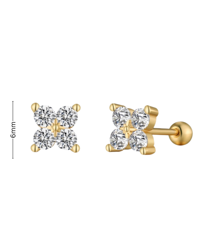 Gilded sterling silver earrings with zircons