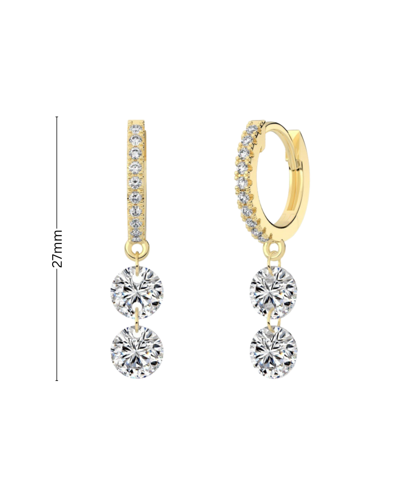 Gilded sterling silver earrings with zircons