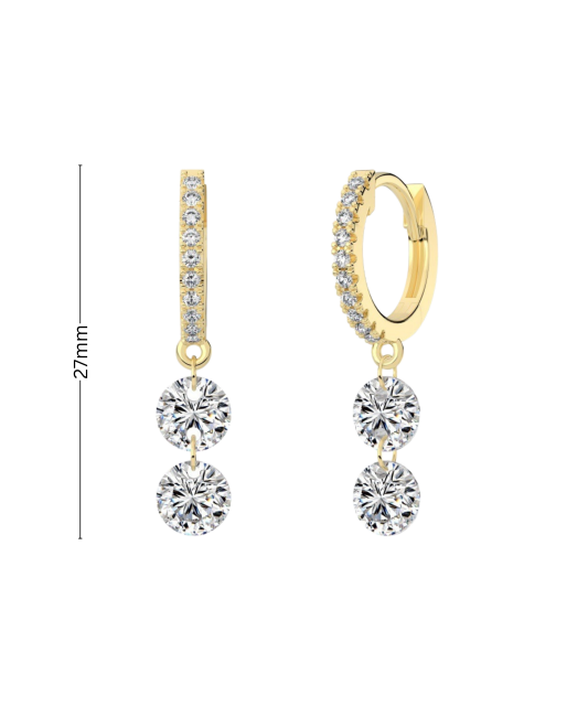 Gilded sterling silver earrings with zircons