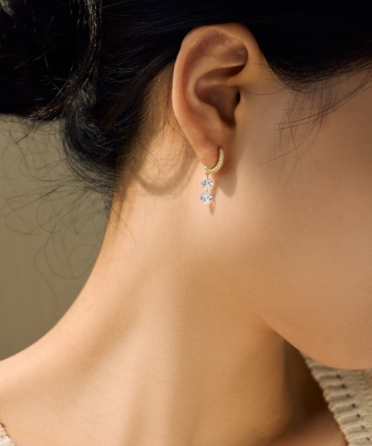 Gilded sterling silver earrings with zircons