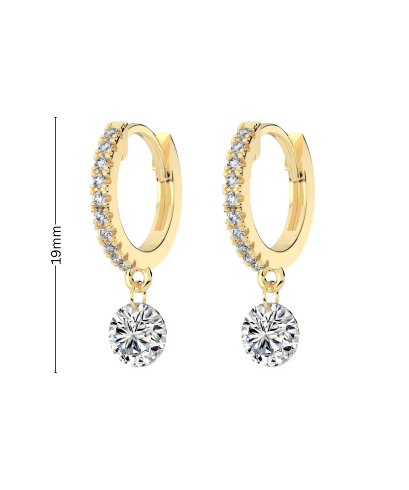 Gilded sterling silver earrings with zircons