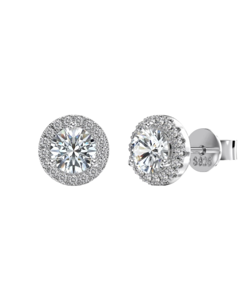 Silver earrings with moissanites