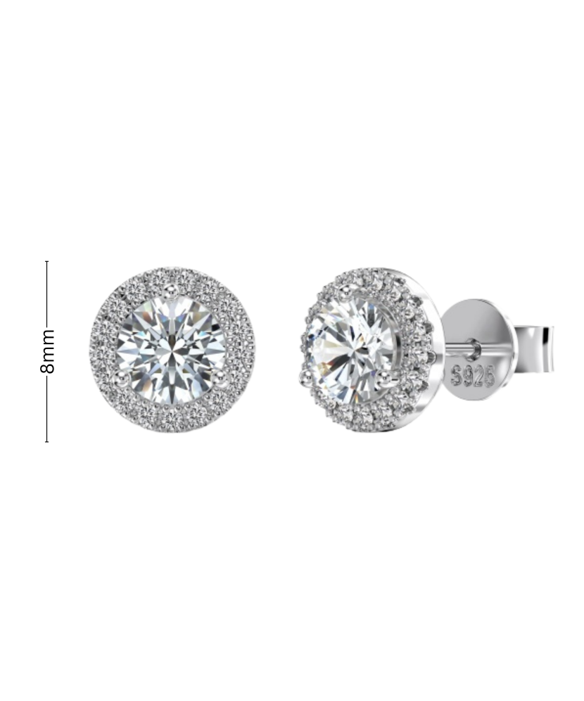 Silver earrings with moissanites