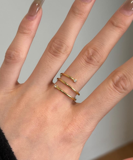 Gilded Sterling silver ring with zirconium