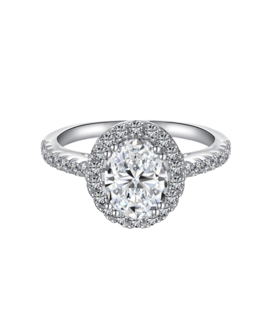 Hopeinen sormus moissaniiteilla 1,5CT