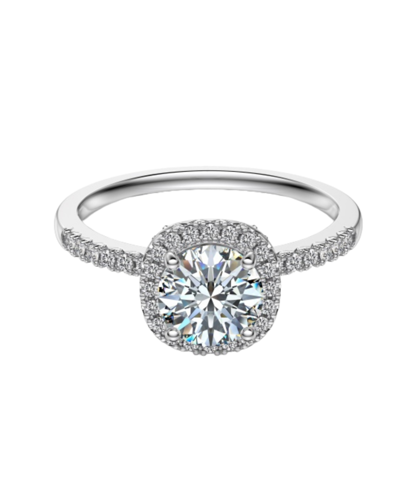 Silver ring with moissanites 1CT