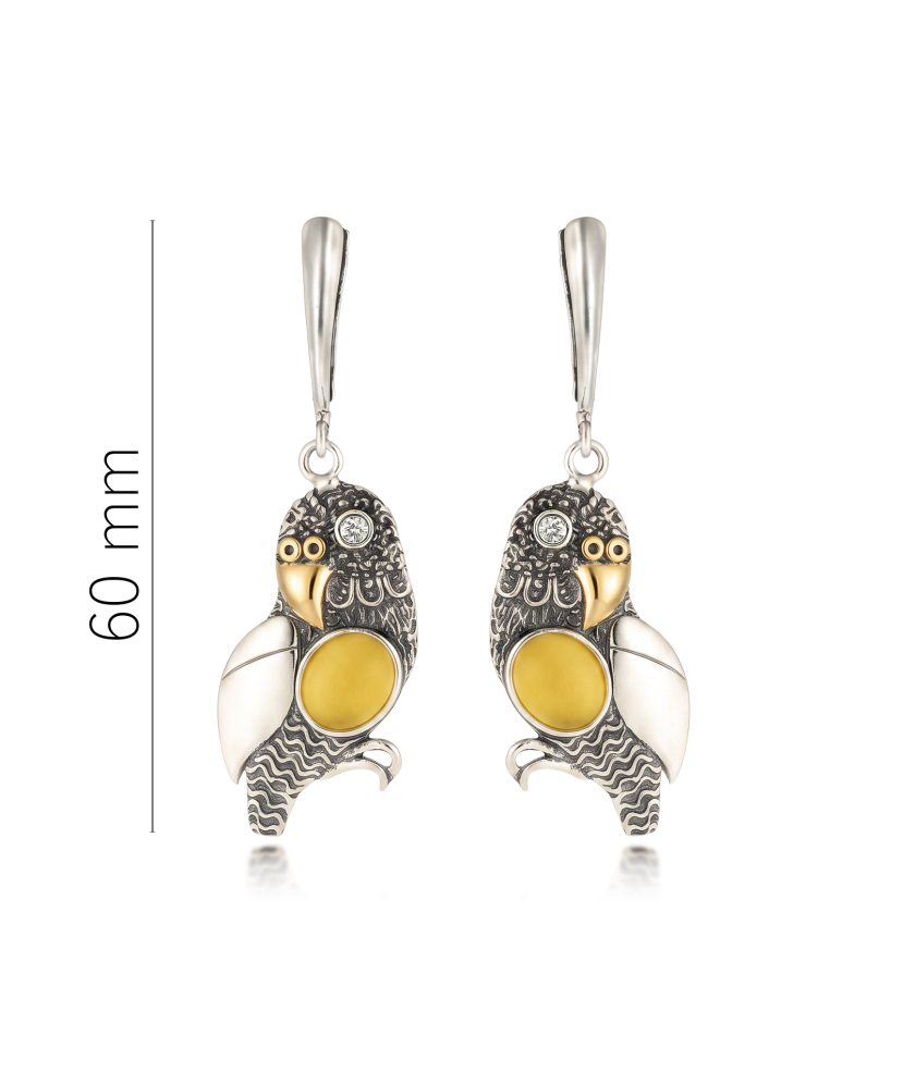 Sterling silver earrings with amber