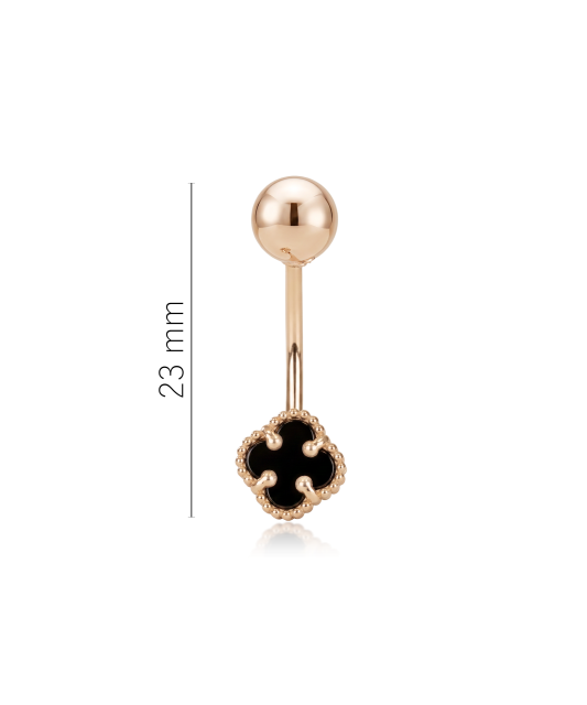 Gold belly button ring with onyx