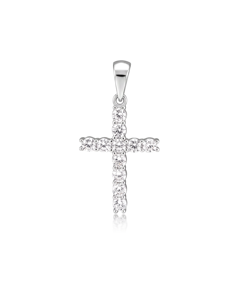 White gold pendant with zircons "cross" 22mm
