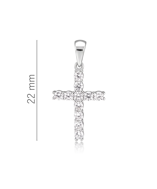 White gold pendant with zircons "cross" 22mm