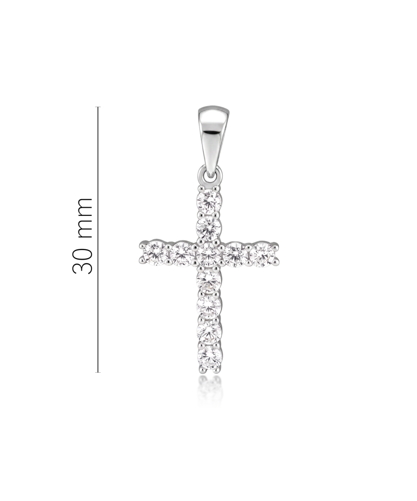 White gold pendant with zircons "cross" 30mm