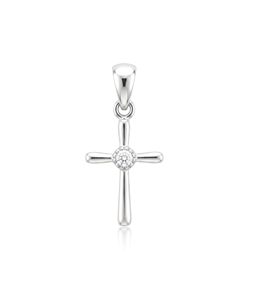 White gold pendant with cubic zirconia “Cross”