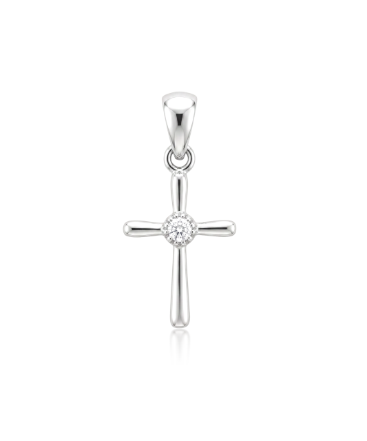 White gold pendant with cubic zirconia “Cross”