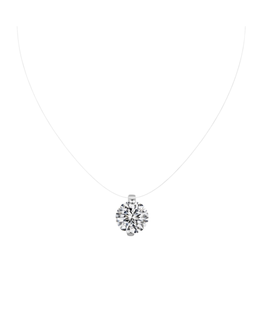 Silver pendant with zircon on clear silicone thread