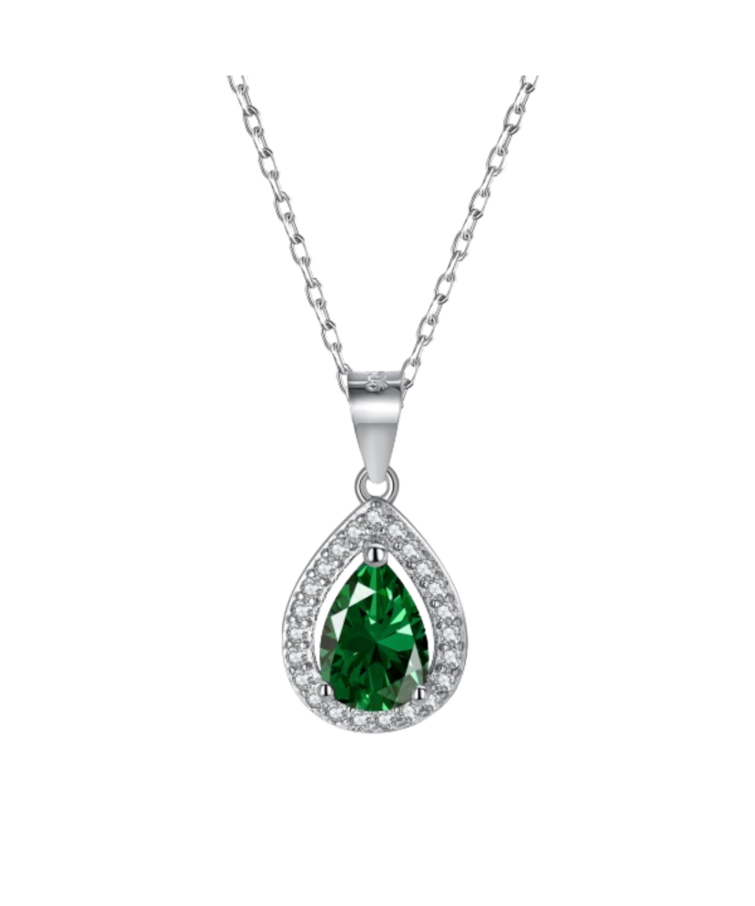 Silver chain with zircon pendant