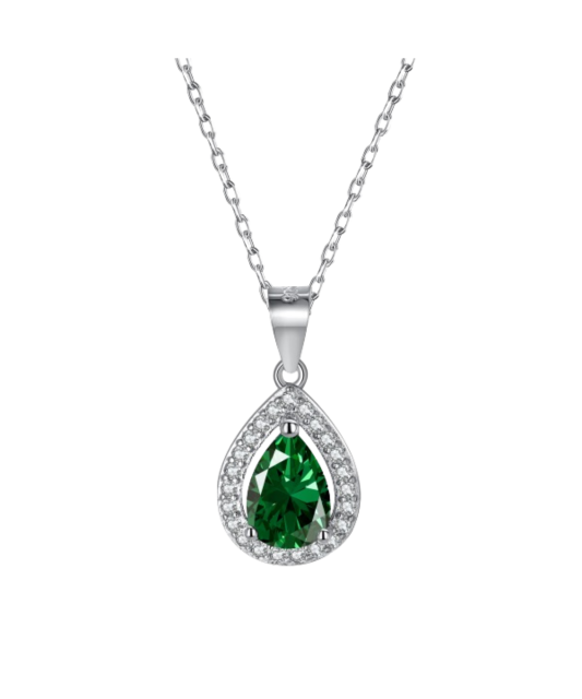Silver chain with zircon pendant