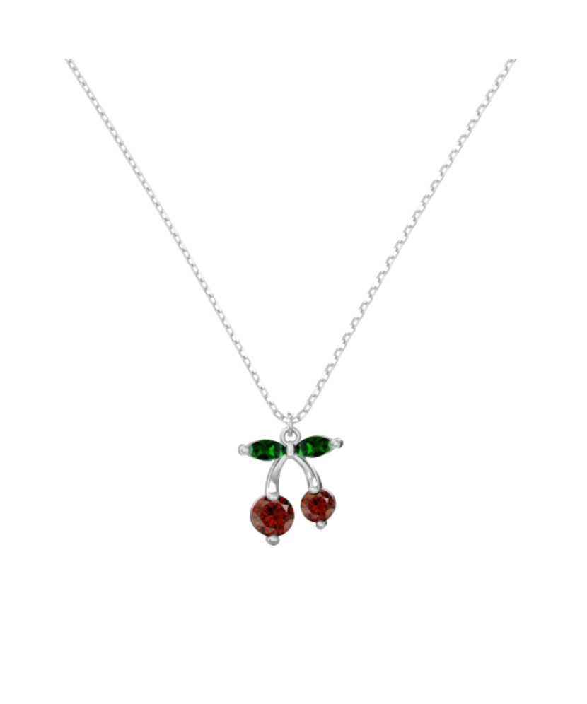 Silver chain with zircon pendant