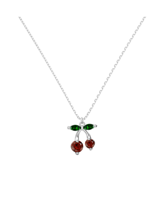 Silver chain with zircon pendant