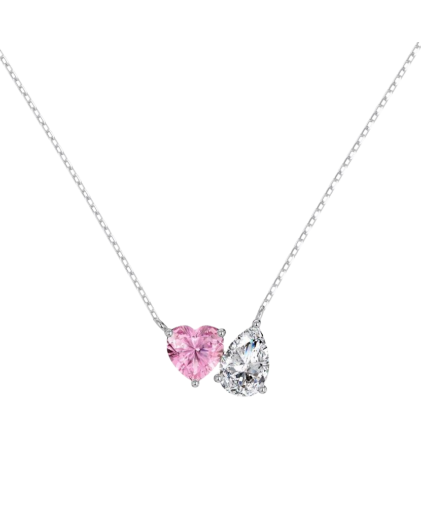 Silver chain with zircon pendant