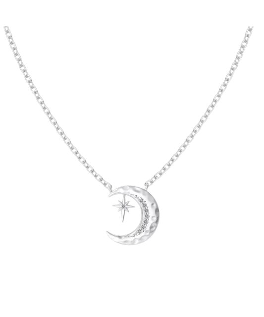 Silver chain with zircon pendant