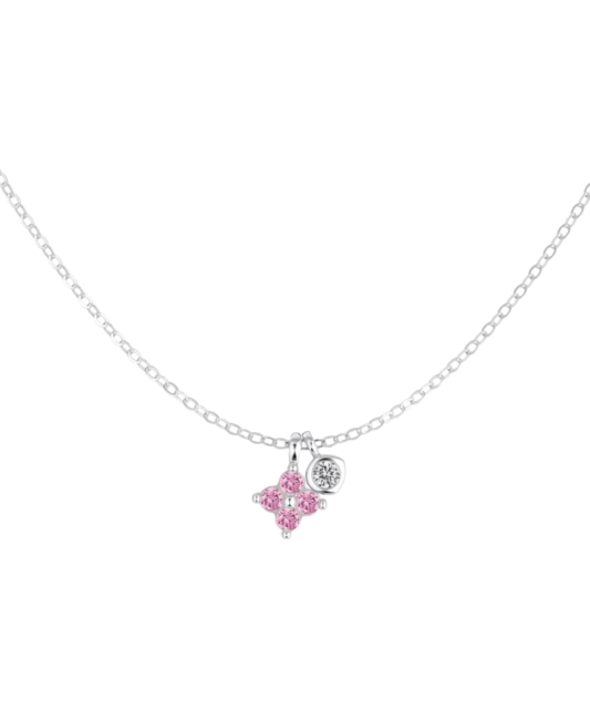 Silver chain with zircon pendant