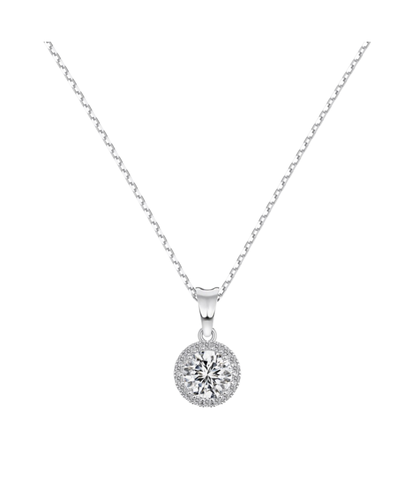 Silver chain with zircon pendant
